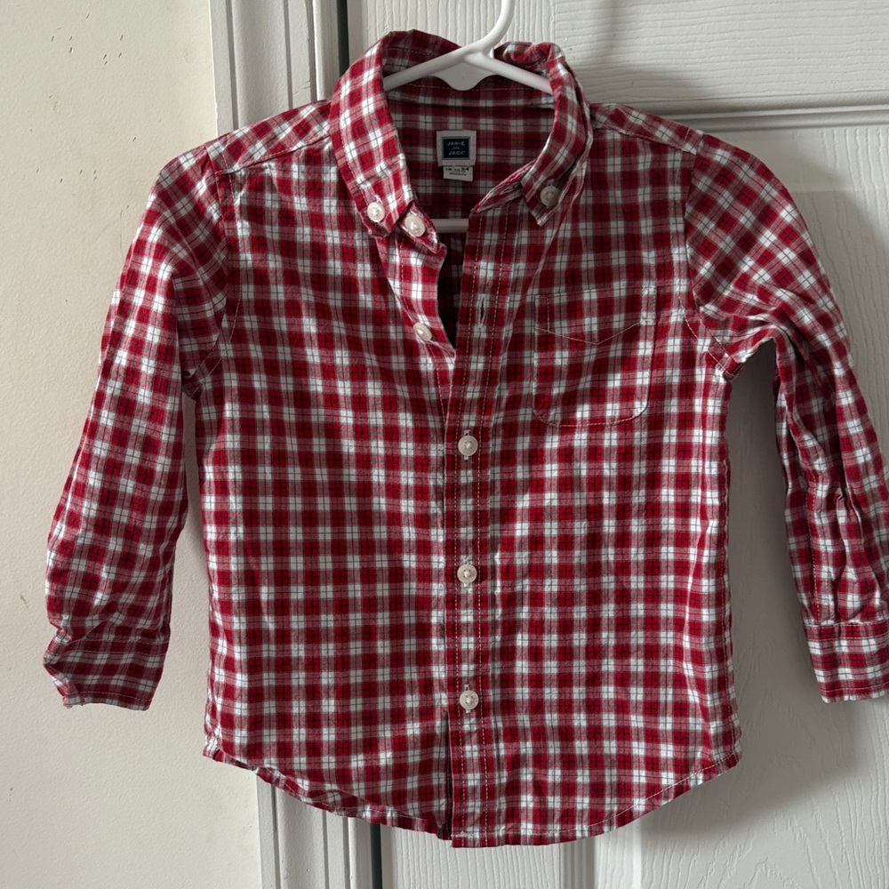 Janie And Jack Red Button Down Top